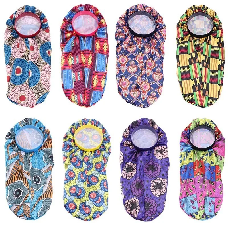 Африканская печать длинная шапка труба ночной сон Кепка атласное шелковое Уход