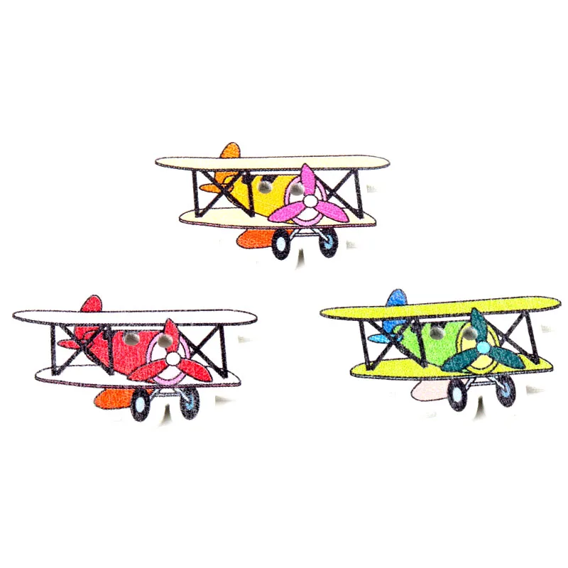 Многоцветный с изображением самолетов деревянные пуговицы для шитья ручной