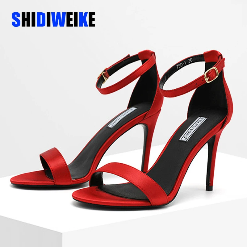 Женские босоножки с ремешком на щиколотке летняя обувь открытым носком тонком