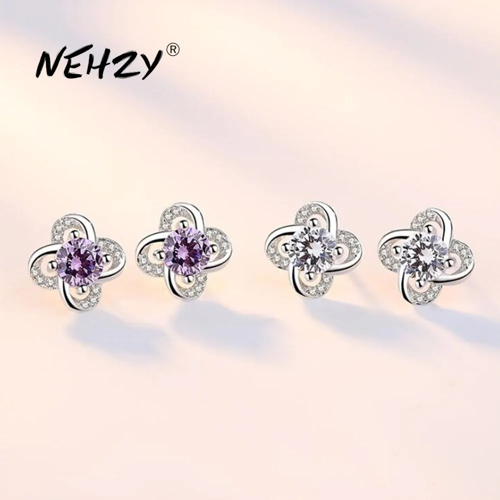 Женские серьги гвоздики из серебра 925 пробы с фианитами|Серьги-гвоздики| |