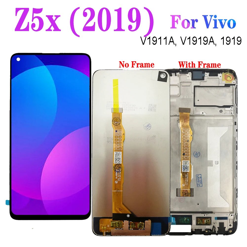 ЖК-дисплей 6,53 дюйма для BBK Vivo Z5x с рамкой V1911A V1919A 1919, экран дисплея с сенсорным дигитайзером в сборе, замена Z5x, ЖК-дисплей