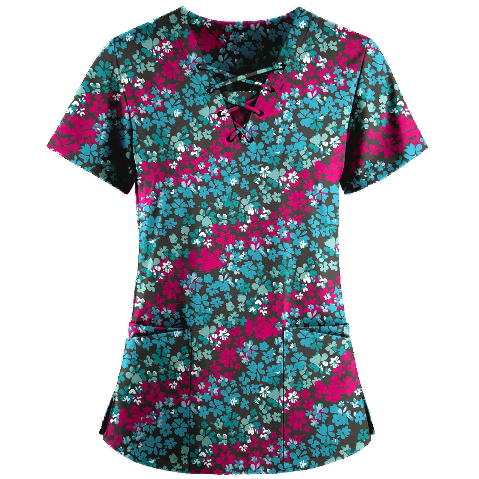 Женский топ с коротким рукавом и цветочным принтом летняя дышащая Рабочая