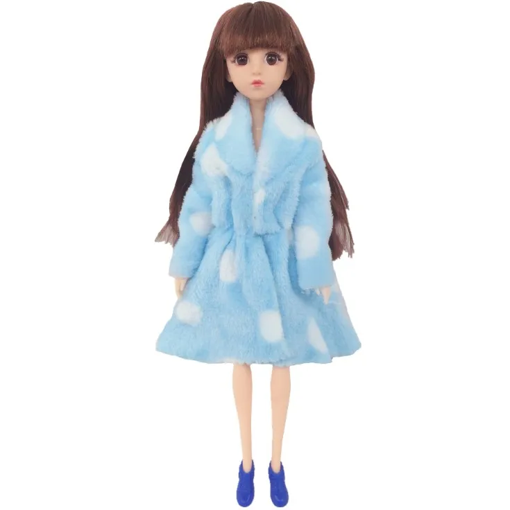 blue white Лучший подарок для девочек, Кукольное пальто, одежда высокого качества, модное платье, ручная работа, растущий наряд, Фланелевое пальто для кукол, аксессуары, игрушка «сделай сам» - Цвет: blue white