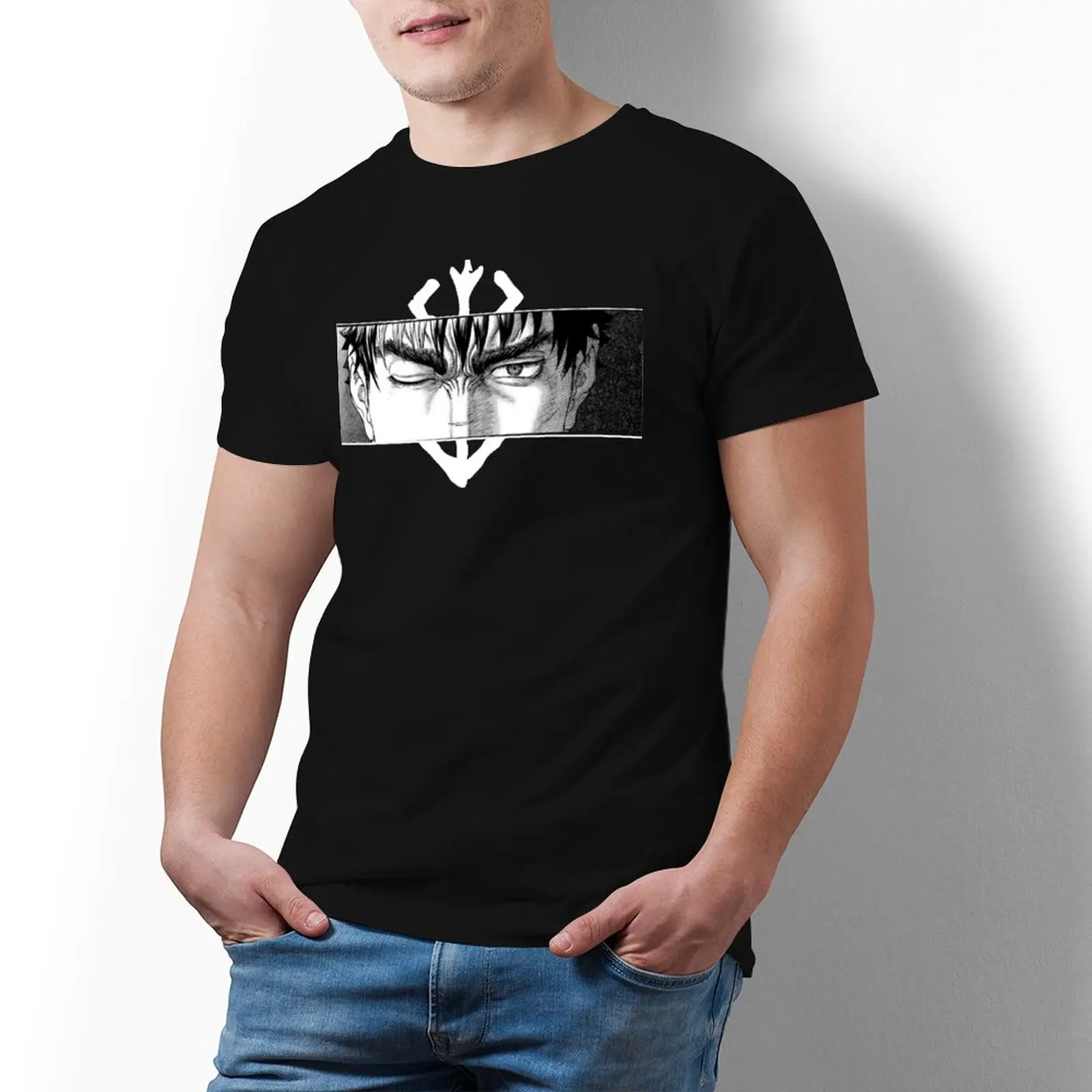 

Футболка Berserk Eye с японским аниме, крутая Мужская забавная футболка с коротким рукавом, футболка из 100 хлопка с принтом
