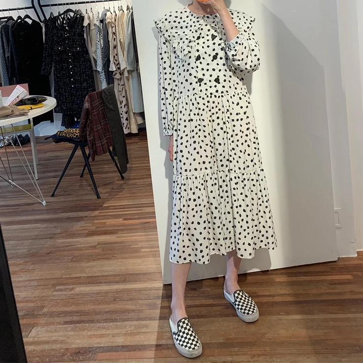 Женское плиссированное платье макси в горошек повседневные свободные платья до