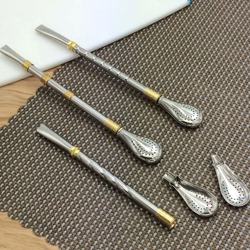 

100pcs Tea Filter Yerba Mate Stainless Steel Tea Straws Bombilla Gourd Reusable Tea Tools Drinking Straw Spoon Washable