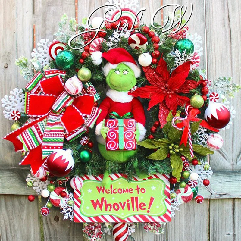 

Венок воров Grinch, забавные рождественские украшения для украшения интерьера