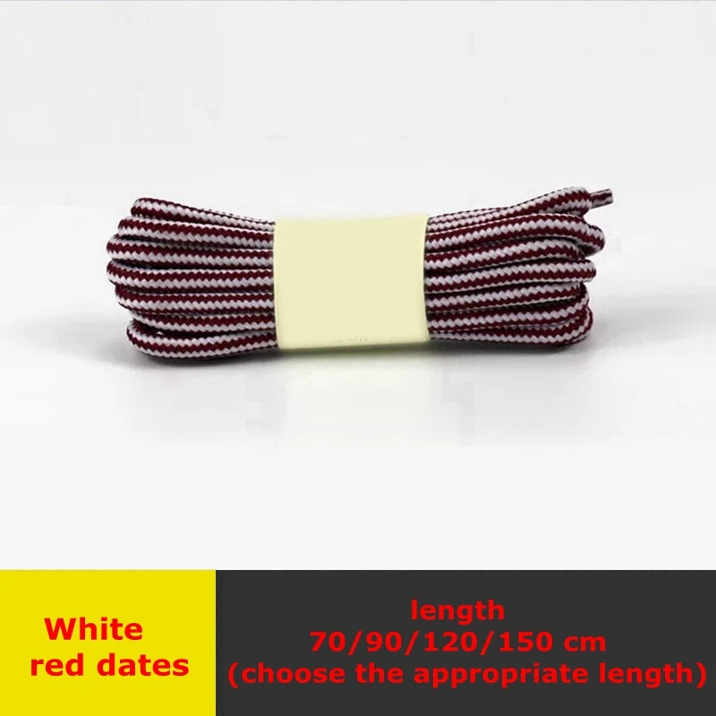 White red dates 1 пара обуви martin круглые шнурки для ботинок полосатые двухцветные модные шнурки для прогулок и отдыха спортивная обувь с кружевом 18 цветов - Цвет: White red dates