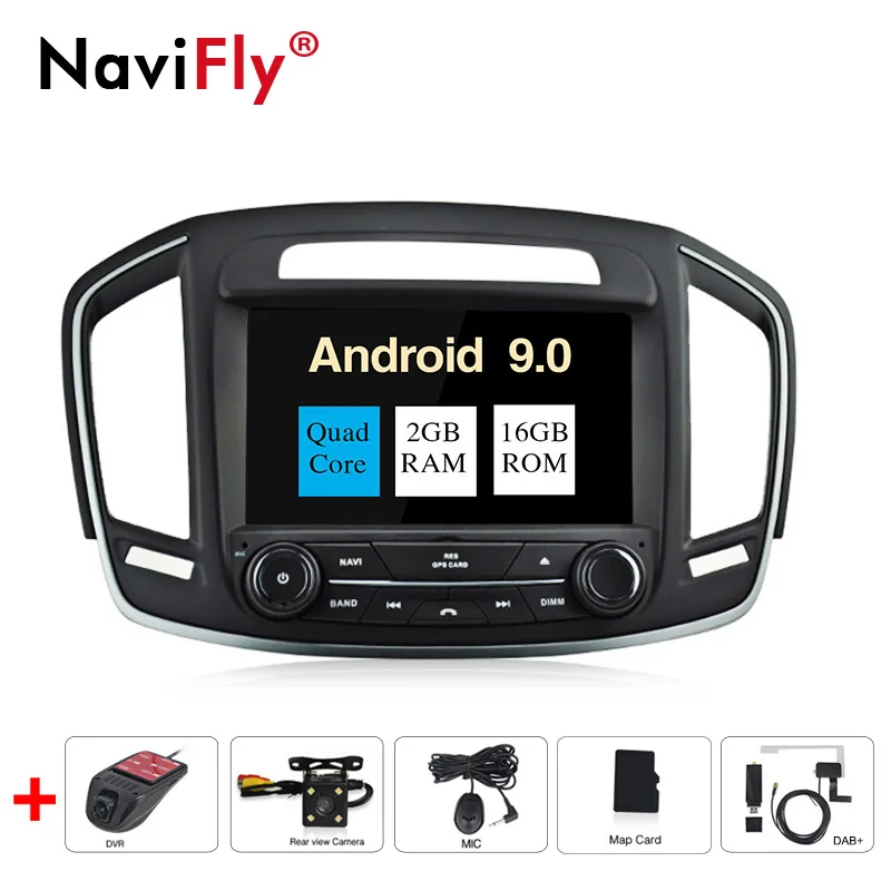 NaviFly Android 9,0 автомобильный DVD gps навигатор плеер для Opel Vauxhall Insignia Автомобильный Радио стерео плеер Поддержка wifi BT - Цвет: 16G camera DVR DAB