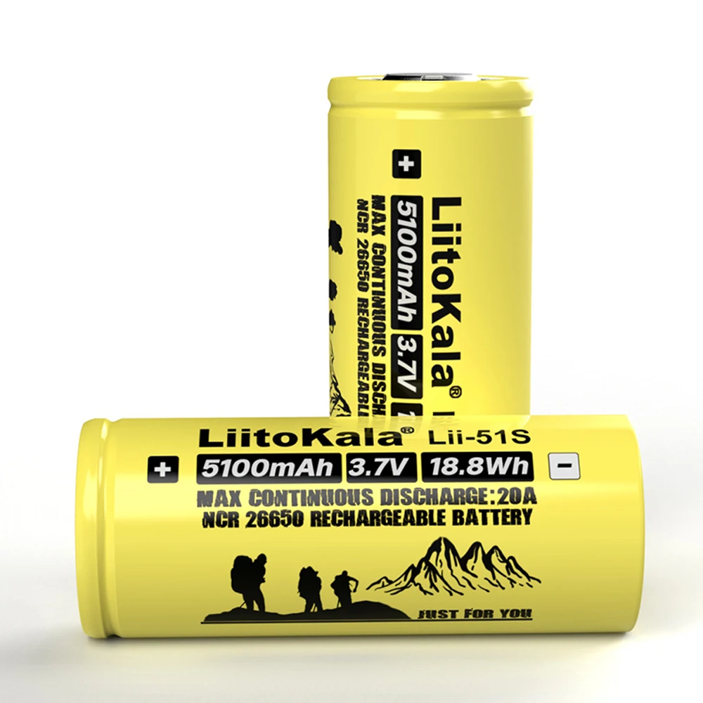

6-30PCS Liitokala LII-51S 26650 20A power rechargeable lithium battery 26650A , 3.7V 5100mA . Suitable for flashlight