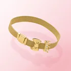 Браслет женский из серебра 925 пробы, с золотым бантом