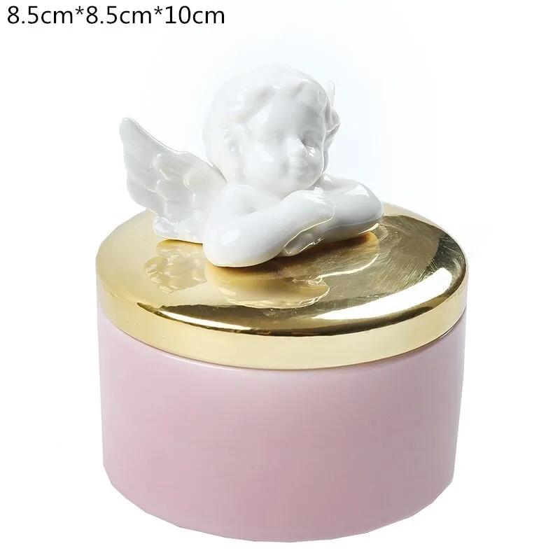 

Multicolor Ceramic Storage Jars/wedding Ring Earrings Jewelry Accessories Storage Jars Round Ceramic Angel Candy Storage Boxes
