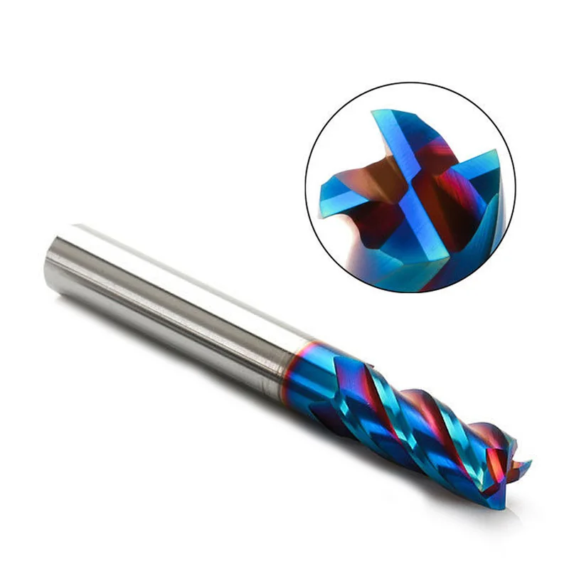 

10mm HRC65 4F Nano Tungsten Carbide End Mill Milling Cutter For Stainless Steel