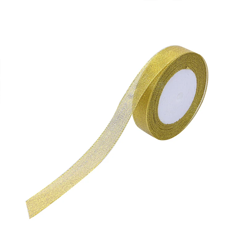 25yard 15/20/25 мм Золотая, серебряная, блестящая атлас органза лента вышитые ленты DIY Швейные рукоделие Упаковка для подарков на Рождество Декор