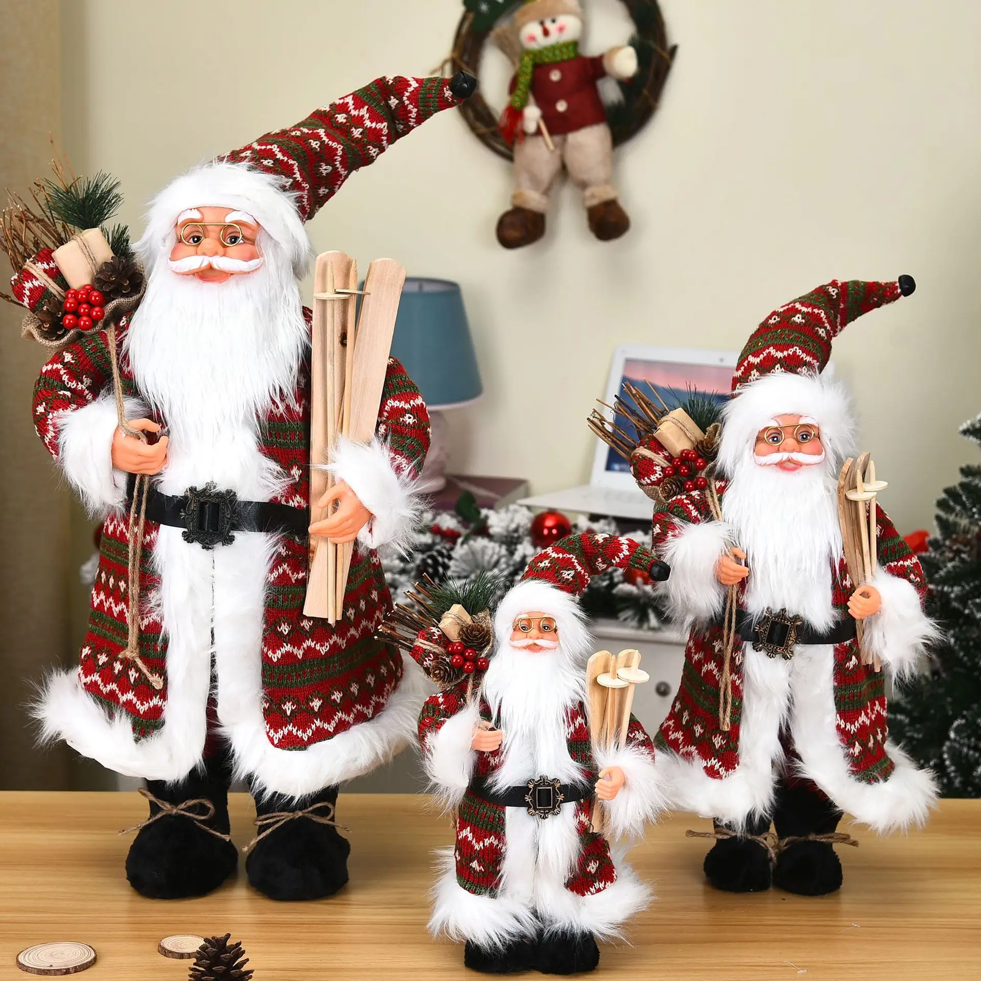 2021 new year big santa claus doll children xmas gift christmas hat decorations for home wedding party supplies 304560cm 1pc free global shipping