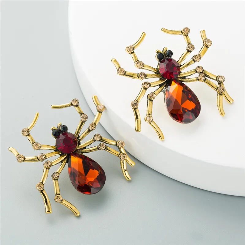Стразы циркон кулон Винтажные серьги в виде паука для женщин девушек ювелирное