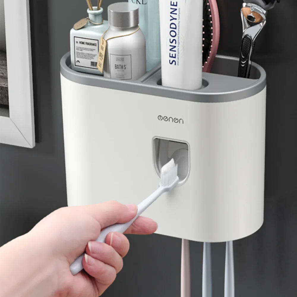 

Single Cup Lazy Automatic Toothpaste Dispenser Wall-mounted Toothbrush Rack Bathroom Mouthwash Tooth Box S L1