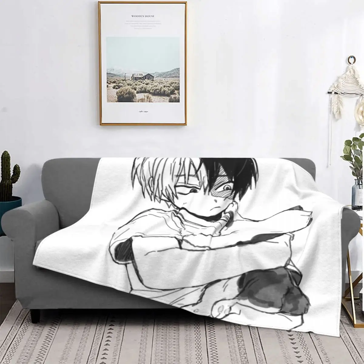 

Todoroki-Manta con su gato, para cama colcha, alfombra a cuadros, colcha 135, manta Kawaii, toalla de playa de lujo