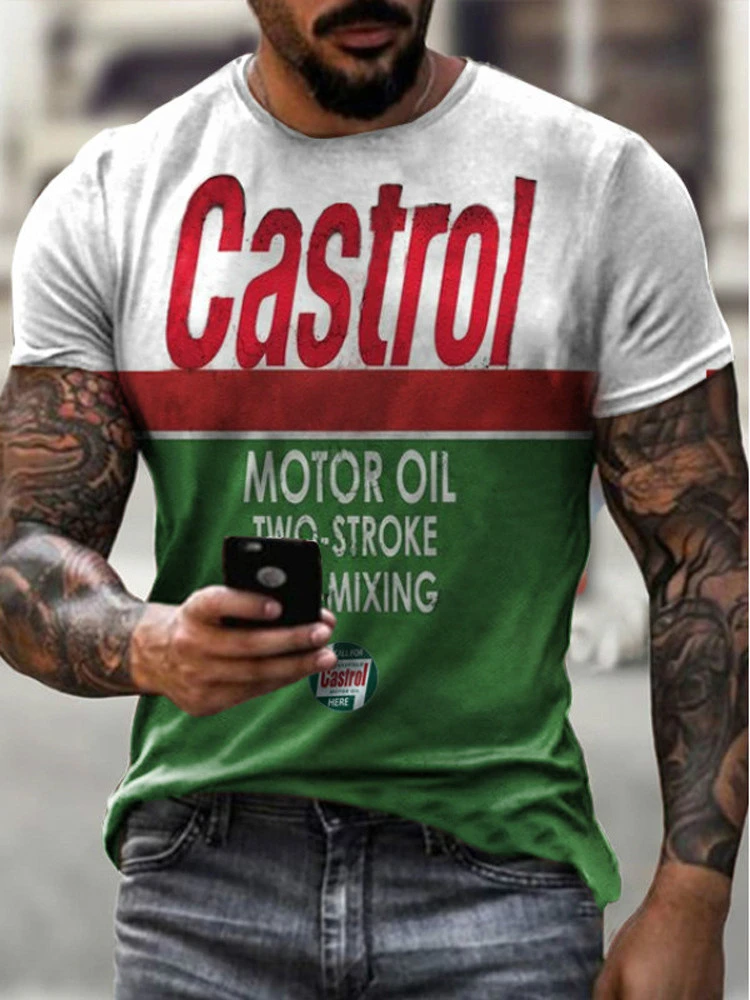 

Men's Casual Sports Harajuku Round Neck T-Shirt Slim Print Short Sleeve Pullover Material 2021 Polyester Novelty