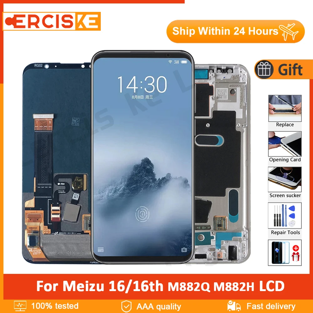 

Original For Meizu 16th LCD Touch Screen Digitizer Assembly For Meizu 16t Display With Fingerprint Frame Replacement M882Q M882H