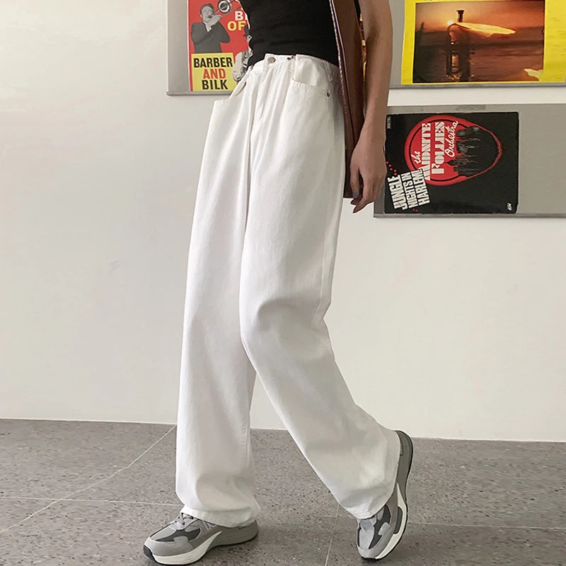 

Джинсы женские с широкими штанинами, повседневные мешковатые брюки из денима с завышенной талией, свободные длинные уличные штаны