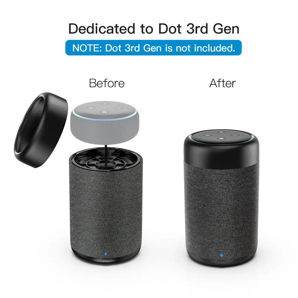 GGMM D7 5200 мАч зарядный чехол для Amazon Echo Dot(3rd Gen) батарея портативный динамик для Echo Dot Alexa Мощный 7 часов воспроизведения