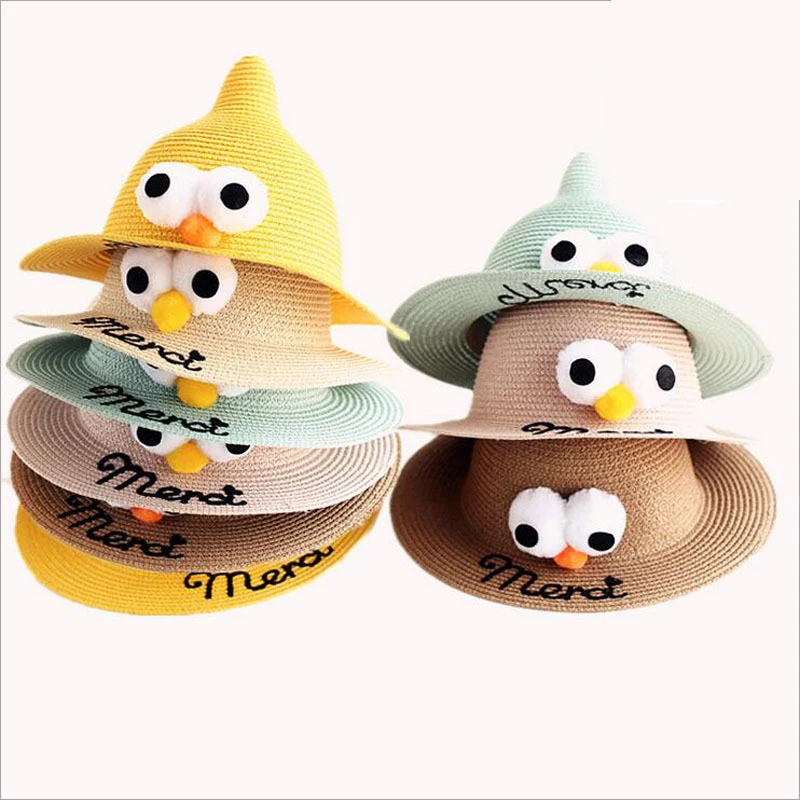 

2021 Cute Children Nipple Witch Sun Hat Spring Summer Boy Girl Kids Baby Straw Hat Summer Cap Panama Shades Beach Hats Casquette