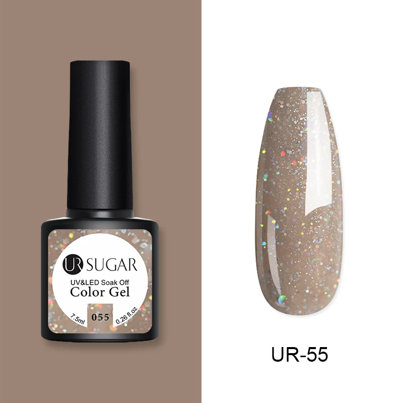 55 Ur Sugar 7,5 мл голографический Блестящий Гель-лак для ногтей Черный Кристалл УФ-гель лазер блестки Гель-лак замачиваемый УФ-лак для ногтей - Цвет: 55