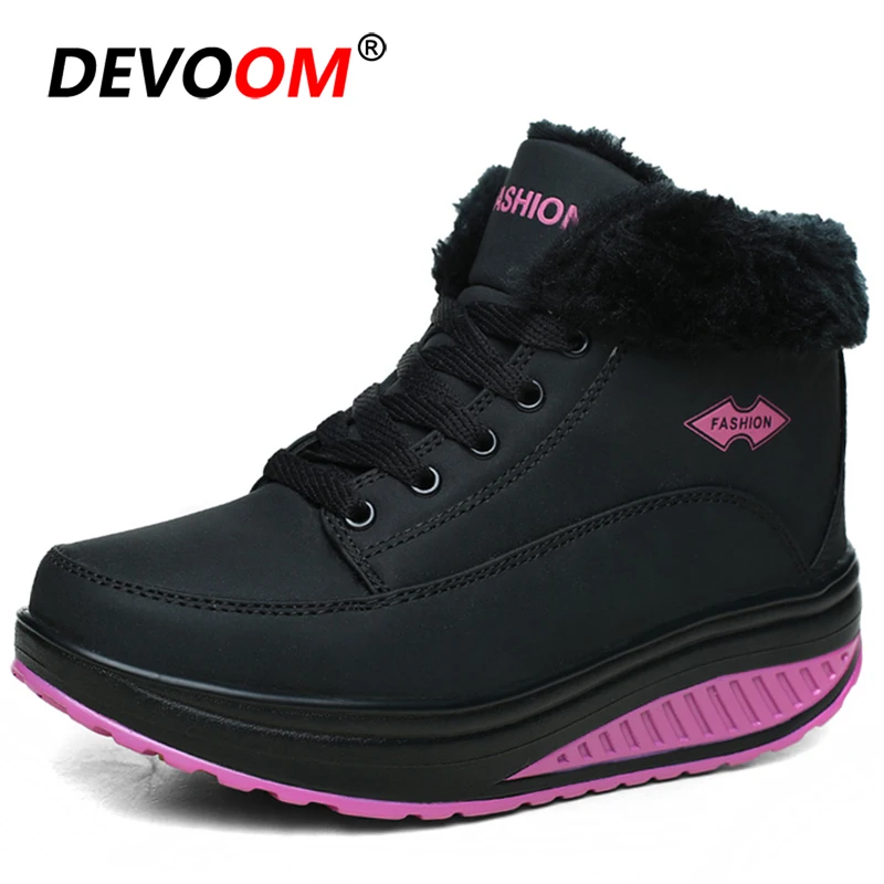 Женские кожаные ботинки для фитнеса теплые зимние увеличивающие рост с