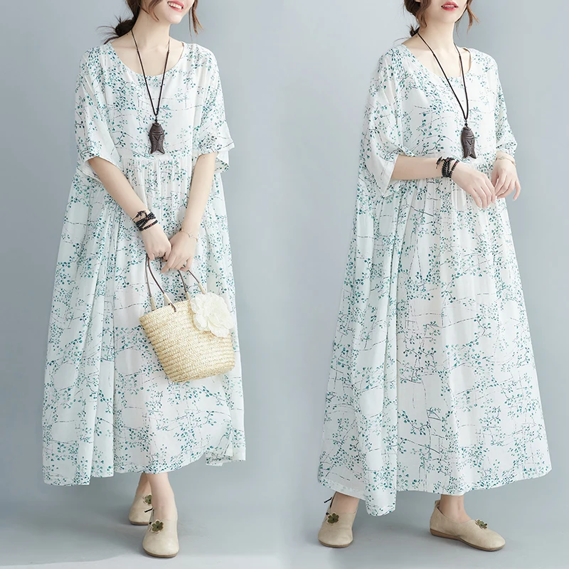 

Женское повседневное длинное платье, летний сарафан большого размера, женские платья 2021, шикарный пляжный сарафан свободного кроя в стиле п...