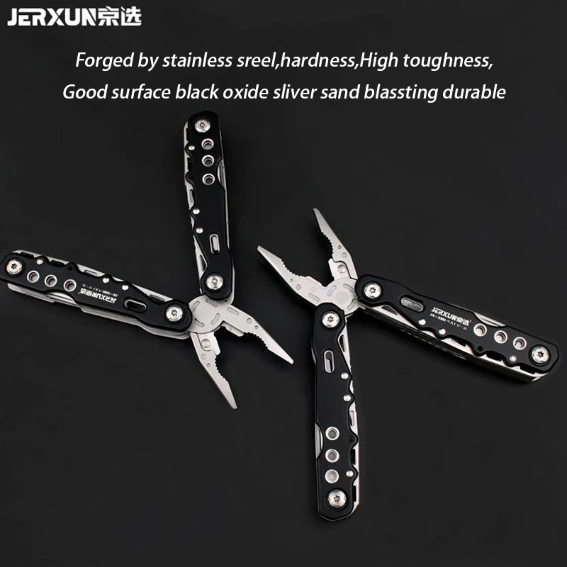 Jingxuan Многофункциональный инструмент Plier 14 В 1 Нержавеющая сталь Кабельный резак Многофункциональные Мультиинструменты Наружный кемпинг Складной нож.