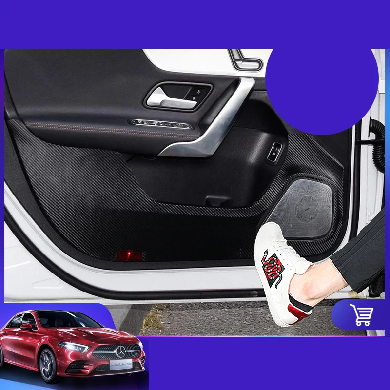 

Lsrtw2017 Leather Car Inner Door Anti-kick Mat for Mercedes Benz A Class A200 A180 2019 2020