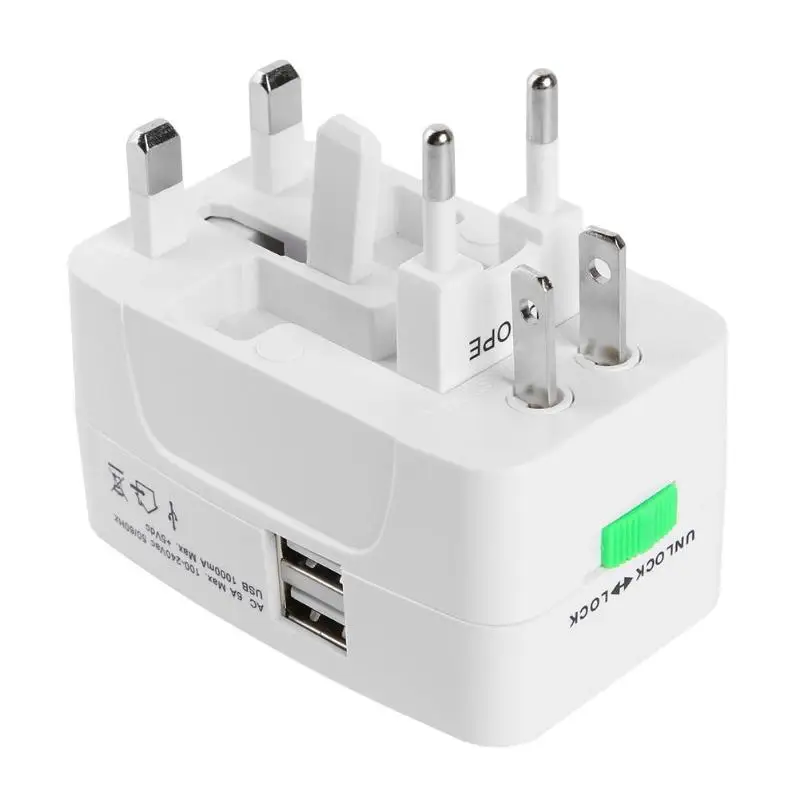 Универсальный переходник с двумя usb-разъемами, многофункциональная дорожная розетка, адаптер с защитой, защитная перегородка, индикатор питания, лампа