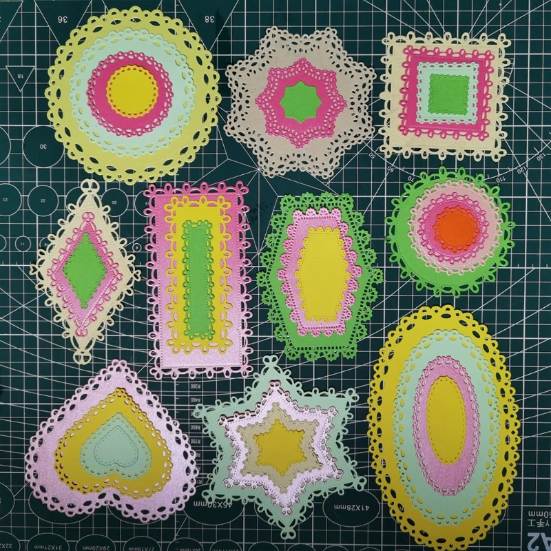 

Creative Lace Shape Frame Carbon Steel Cutting Dies DIY Scrapbooking Photo Album Embossing Paper Cards Making Stencil Cards 97QD