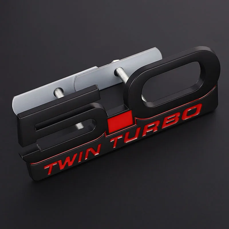 3D Metal 5.0 Twin Turbo Car Rear Trunk Emblem Sticker Decals Trim Front Hood Grill Badge for Ford Focus Mondeo Mustang Ranger | Автомобили