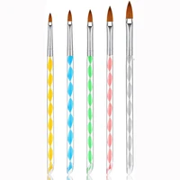 acrylic nail brush set 5pcs painting round sable acrylic design finger art uv gel diy drawing brush pen nail art tool kits