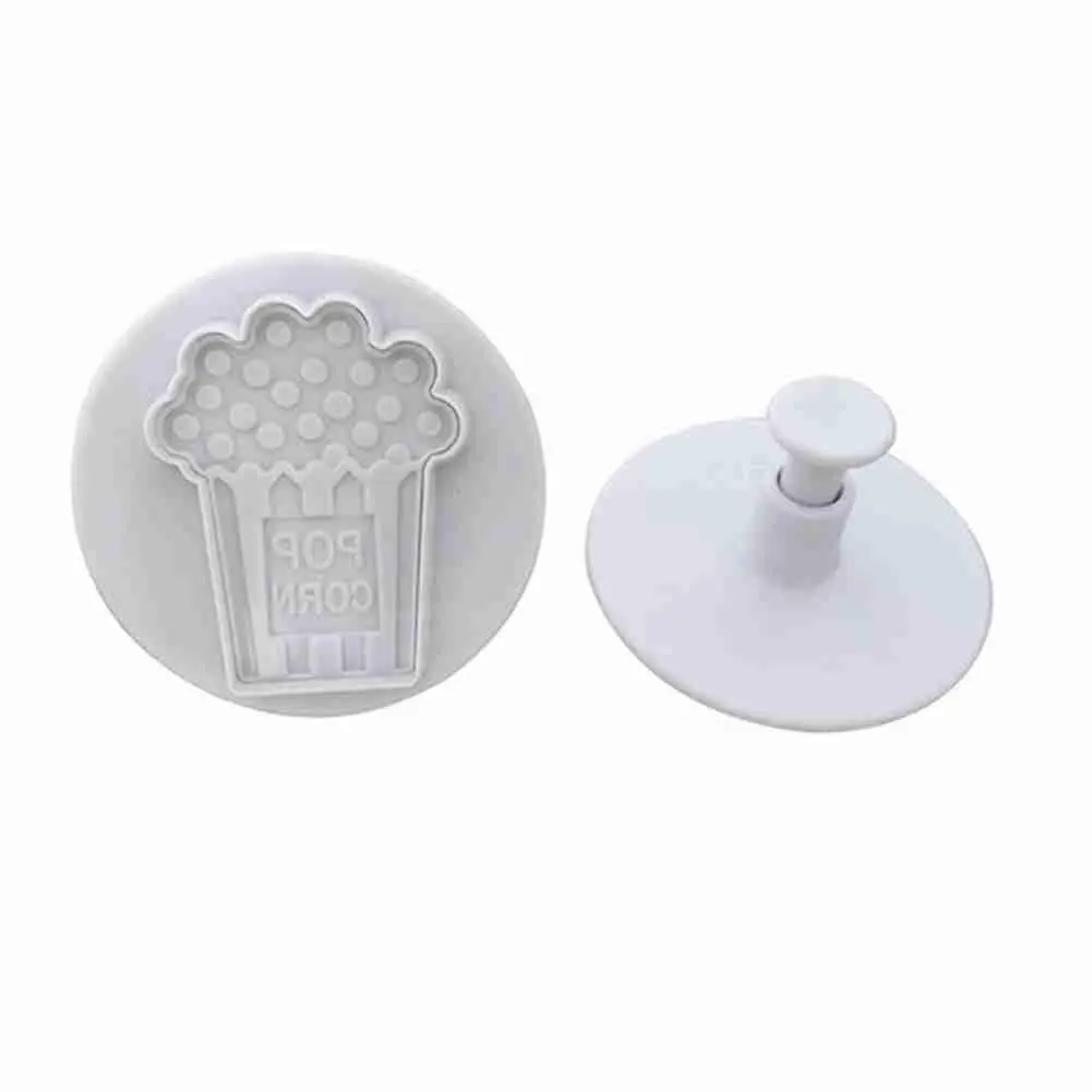 

4Pcs/set White Candy Makeup Mirror Shape Fondant Cutter Mold Fondant Plunger Cake Plastic Cake Tools cookie buscuit Decorat B2T0