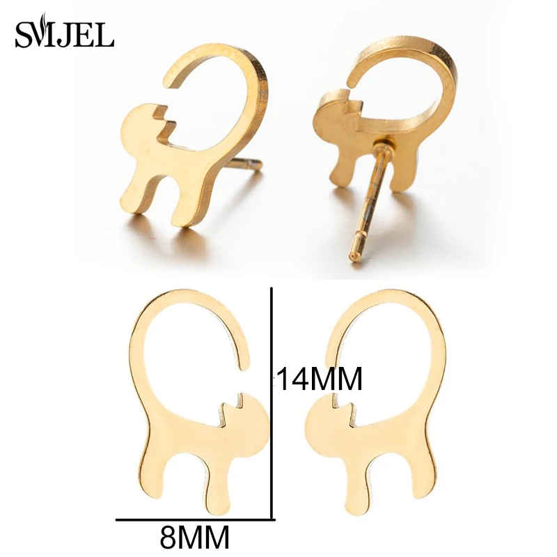 Edelstahl schöne Katze Ohrringe für Frauen Mini niedlichen Tier Kätzchen Haustier Ohr stecker Schmuck Geburtstags geschenke – Detail 9