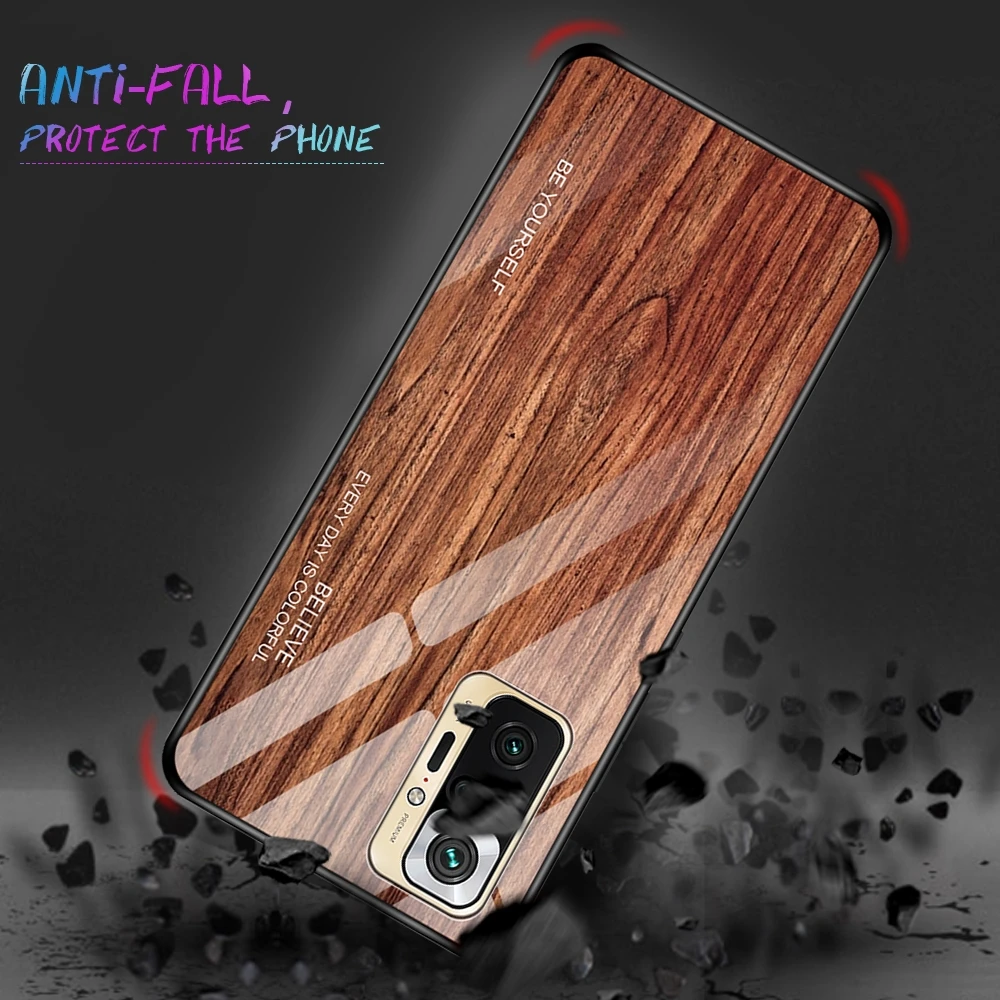 wood grain tempered glass phone case for xiaomi redmi note 10 pro case tempered glass case redmi note10 pro 10 note 11 pro cover free global shipping