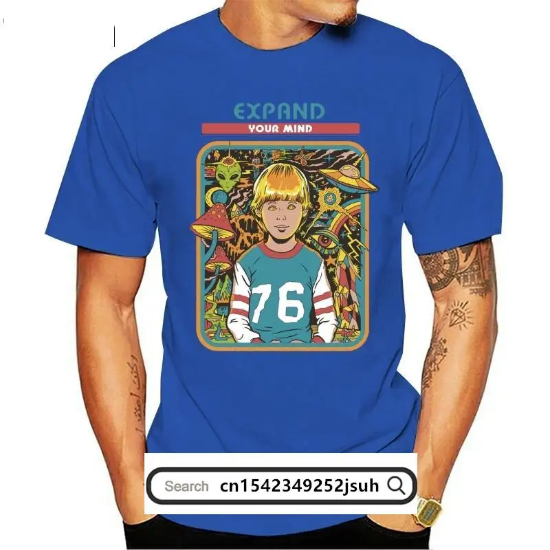

Expand Your Mind T-shirt Geek Men T Shirt 100% Cotton Tops & Tees Psychedelic Mushroom Tshirt Alien Designer Awesome Tshirts