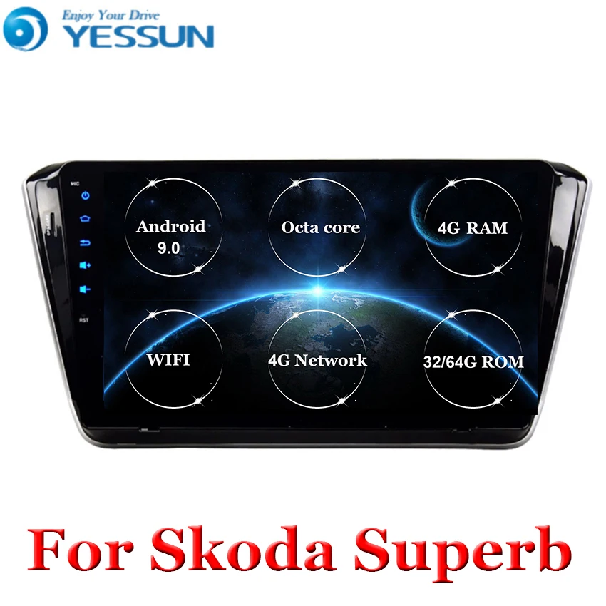 Автомобильный DVD плеер с GPS навигацией Android 9 0 4 Гб ОЗУ для SKODA Superb B8 2015 2016 2017 2018