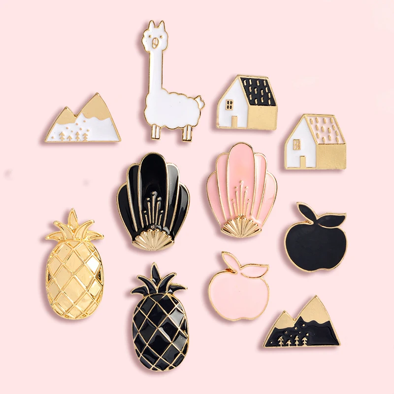 Металлическая эмалированная брошь с героями мультфильмов альпака симпатичный