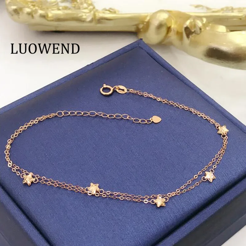 LUOWEND 18K Au750 однотонный желтый/розовое золото браслет женский подарок на день