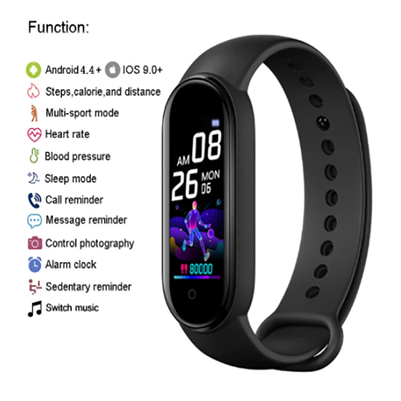 Смарт-часы M5 Band 5 фитнес-браслет с Bluetooth пульсометром и тонометром спортивные
