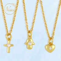 retro gold color chain necklace for women men cute small key heart cross pendant necklaces female creative fine goth accessories