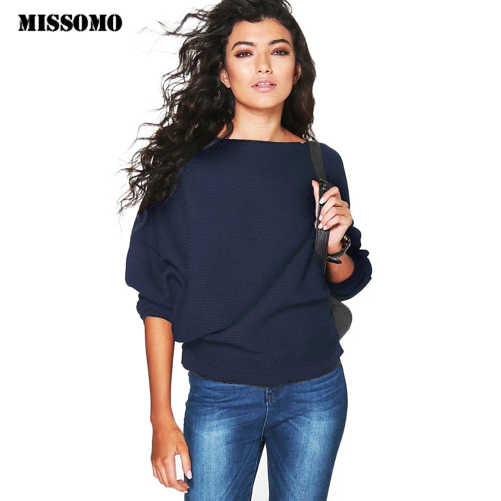 Женский трикотажный пуловер MISSOMO свободный джемпер с рукавами летучая мышь