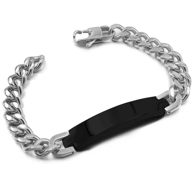 Gokadima нержавеющая сталь ID браслет для мужчин ювелирные изделия masculina pulseira, черный/розовое золото цвет Рок Панк вечерние подарок