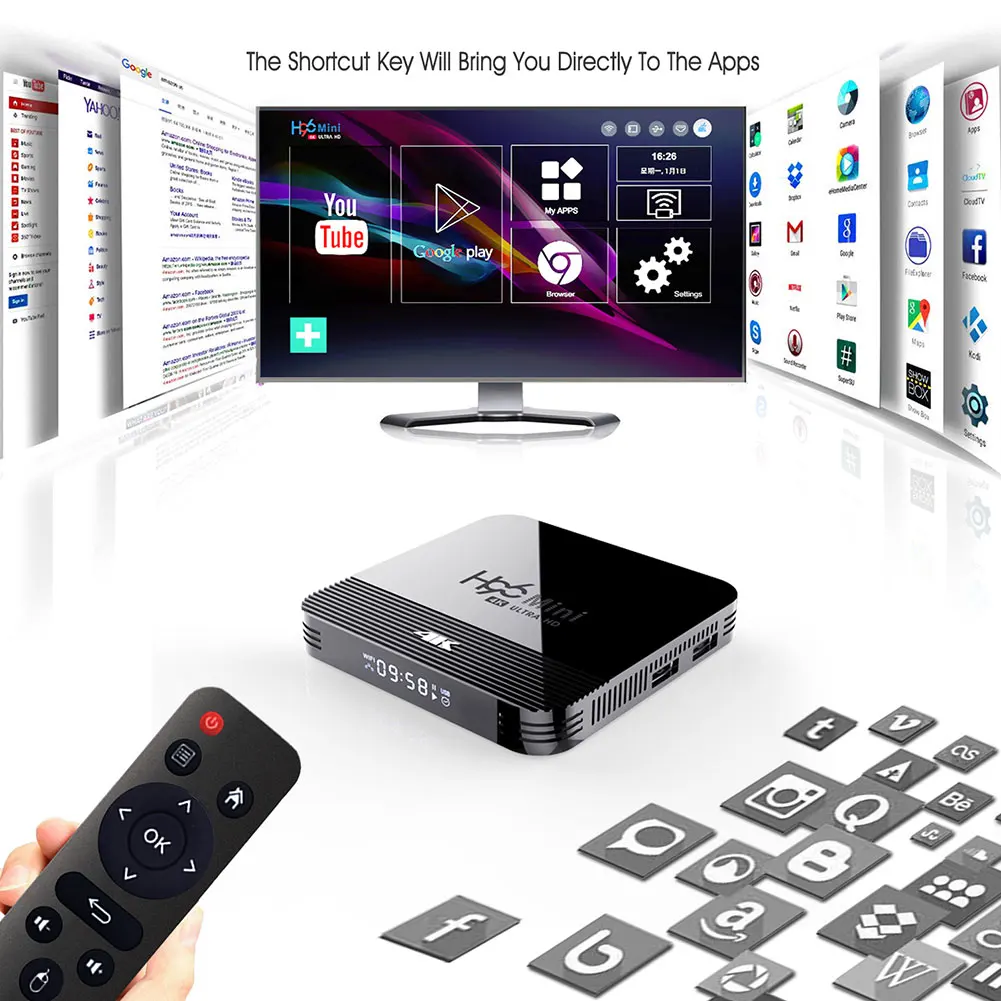 H8 Цифровой 3D смарт RK3228 Четырехъядерный 4K телеприставка 5G 2,4G медиаплеер приемник wifi двухдиапазонный ТВ приставка для Android 9,0 - Цвет: 1G 8G
