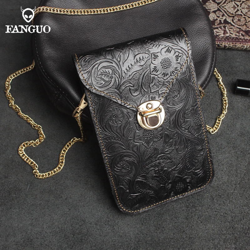 Универсальная сумка для сотового телефона из натуральной кожи с карманом на