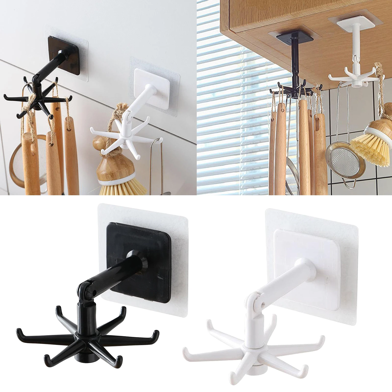 

1pc Kitchen Utensil Hanging Rack Organiser Wall Mounted ABS Plastic Hook Hanger